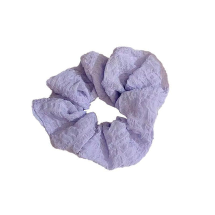 Chic Korean Style Ruffled Scrunchies Soft Cream Fluffy Hair Band Hairstyle Women - Aimall