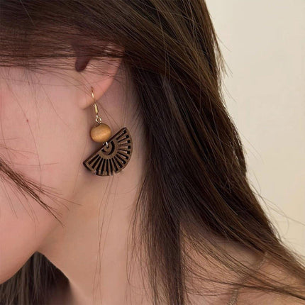Chinese Fan Earrings Elegant Design Traditional Style Jewelry Women Fashion