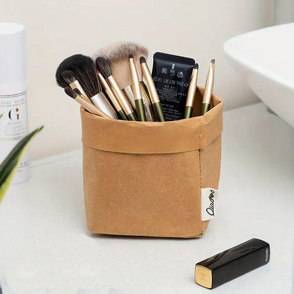 3pcs Washable Kraft Paper Storage Bag for Kitchen Desktop Refrigerator Organizer