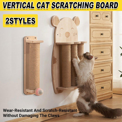 2Style Wood Wall-Mounted Natural Sisal Rope Cat Scratching Claw Grinding Pet Toy