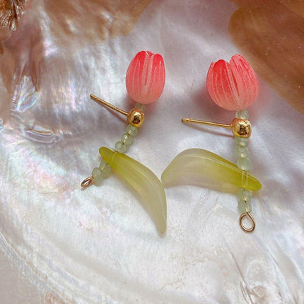 Delicate Small Tulip Earrings Women Gold Plated Stud Fashion Jewellery Gift