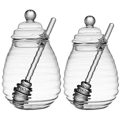 Clear Glass Honey Jar with Lid Kitchen Storage Container for Honey or Jam