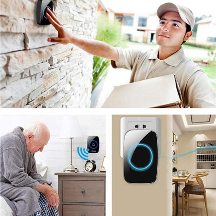 Wireless Door Bell Chime Waterproof Doorbell 2 Plugin Receivers 300M Long Range - Aimall