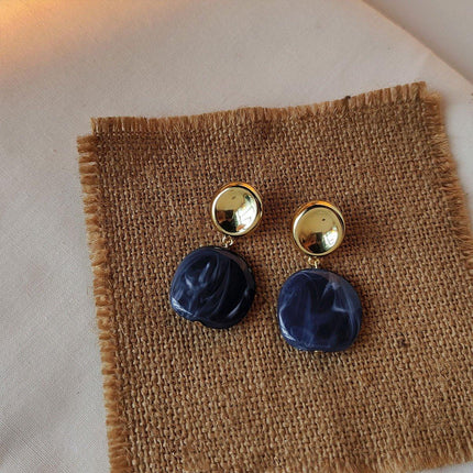 Irregular Blue Earrings For Women Retro Style Elegant Literary Fashion Jewelry