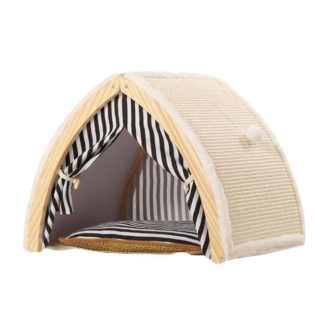 Cat House Tent Sisal Scratch Board Cat Villa Pet Nest With Double-Sided Mat