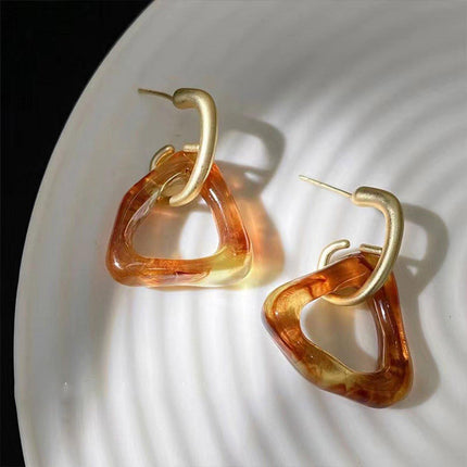 Trendy Tortoiseshell Earrings for Women Irregular Caramel Design Elegant Jewelry