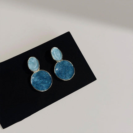 Vintage Blue Oil Drop Earrings Fashion Starry Sky Design Elegant Women Jewelry