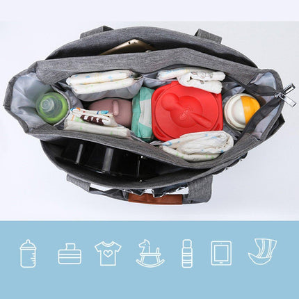 Large Capacity Nappy Bag for Pram with Shoulder Strap Canvas Tote for Mum Use