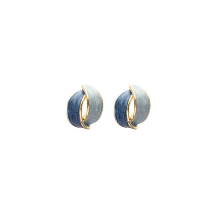 Elegant Blue Oil Drop Earrings Fashion Retro Style Jewelry Silver Needle