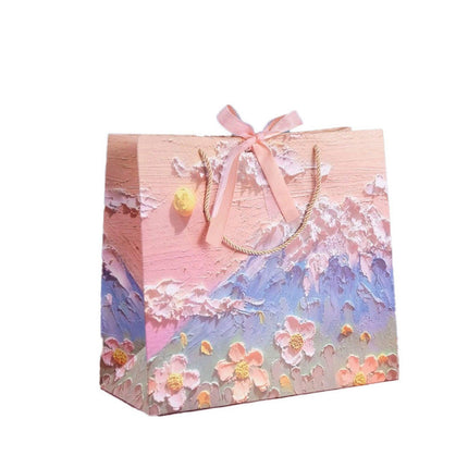 10pcs Oil Painting Gift Paper Bags for Birthday and Holiday Gift Packaging Tote