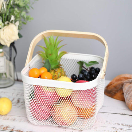 Hollow Iron Storage Basket for Fruit Vegetables Draining Organizer Kitchen Decor