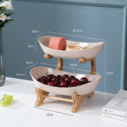Modern Multi-layer Bamboo Fruit Snack Plate Rack Creative Living Room Plate Rack