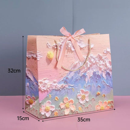 10pcs Oil Painting Gift Paper Bags for Birthday and Holiday Gift Packaging Tote