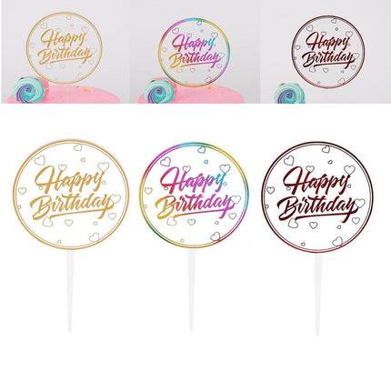 Happy Birthday Anniversary Wedding CakeCardboard Topper Acrylic Party Decoration - Aimall