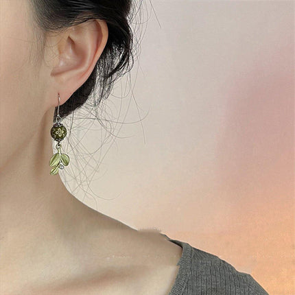 Chinese Leaf Art Earrings Vintage Style Jewelry for Women Fashion Accessory