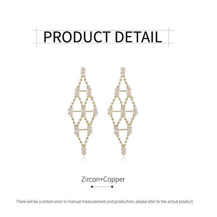 Luxury Diamond-shaped Geometric Hollow Stud Earrings Women Fashion Jewelry