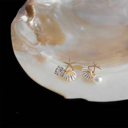Asymmetrical Starfish Stud Earrings for Women Unique Fashion Jewelry Gift Set