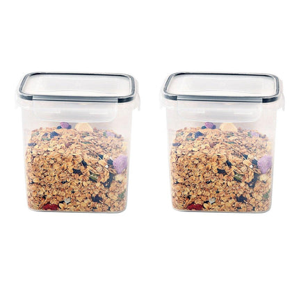 2pcs 1600ml Transparent Plastic Storage Jars Sealed Organiser Food Container