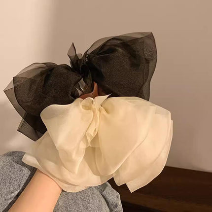 Large Tulle Bow Hair Clip Women Hair Clip Arty Headdress Gifts Ponytail Party - Aimall