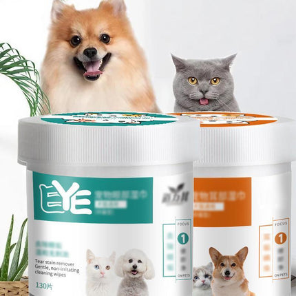 130pcs Wipes Wet Pet Eye/Ear Dog Cat Tear Stain Remover Cleaning Paper Wipes - Aimall