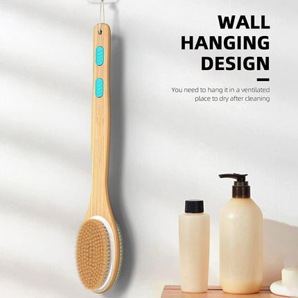 Double-sided Wooden Bristle Shower Bath Body Brush Long Handle Back Scrubber