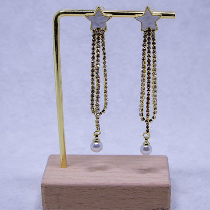 Star Pearl Tassel Earrings Dangle Design Fashion Jewellery Women Accessories