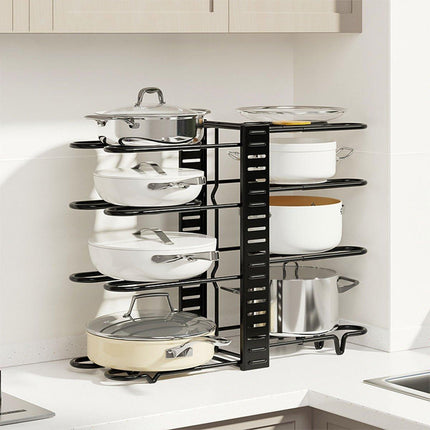 Multi-Layer Vertical Pot Lid Storage Rack Folding Kitchen Countertop Organizer