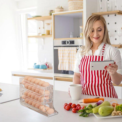 Automatic Scrolling Egg Holder 2/4-Tier Storage Box Container for Refrigerator