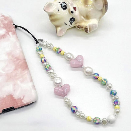 Mobile Strap Phone Charm Beads Chain Jewelry Crystal Stone Anti-Lost Lanyard - Aimall
