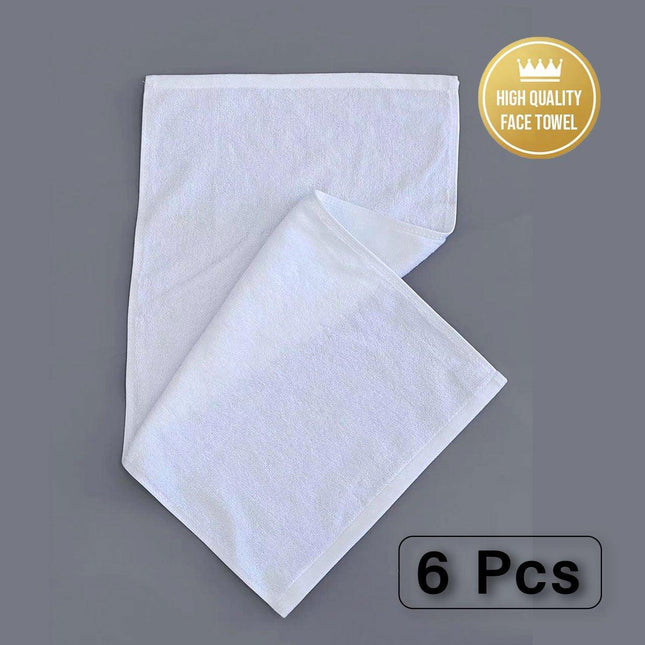 6pcs Absorbent White Bath Towels for Hotel Guesthouse Bathroom Home Use Set
