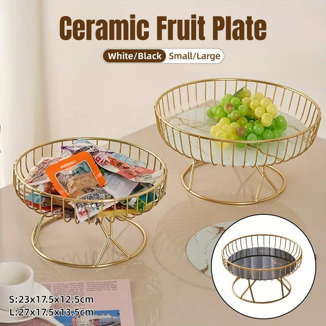 Elegant Ceramic Fruit Plate Dessert Tray Living Room Tea Sum Snack Display Rack