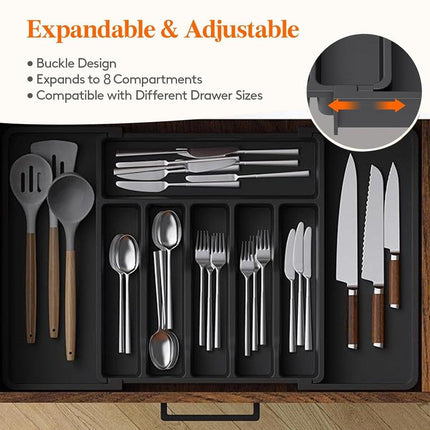 Expandable Cutlery Organizer Adjustable Silverware Drawer Storage Box Tray