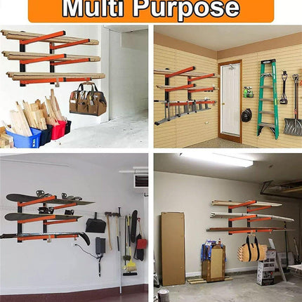 2PCS Wall Mounted Folding Storage Rack Carbon Steel Multi-Layer Organizer