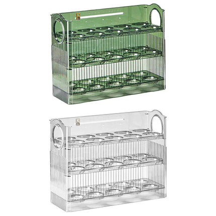 Three-Layer Plastic Egg Carton Storage Box for Organising Fridge and Kitchen