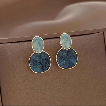 Vintage Blue Oil Drop Earrings Fashion Starry Sky Design Elegant Women Jewelry
