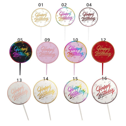 Happy Birthday Anniversary Wedding CakeCardboard Topper Acrylic Party Decoration - Aimall