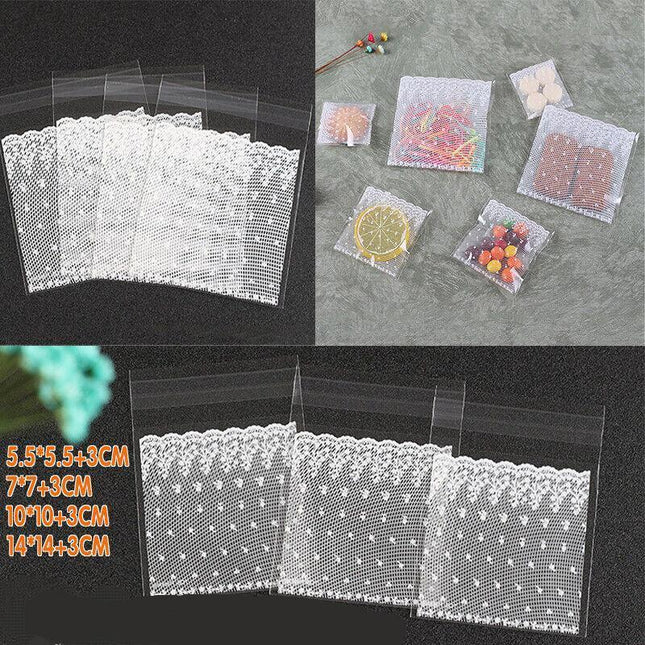 Clear Dots Self Adhesive Cookie Gift DIY Bag Plastic Candy Package Bags Lace - Aimall