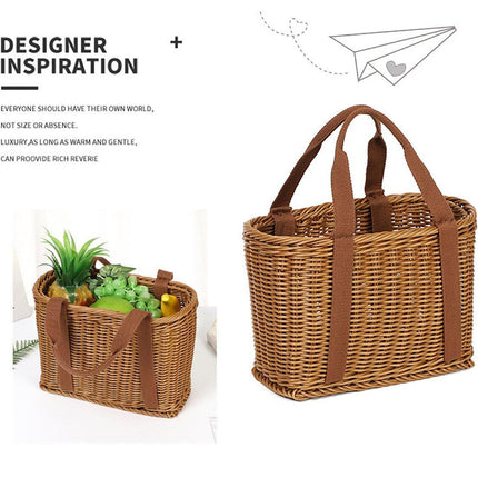 Imitation Rattan Woven Basket Shopping Basket Fruit Vegetable Storage Basket