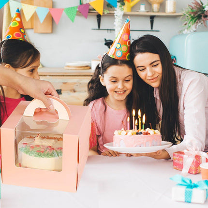 25pcs 6/8 Inch Portable Mousse Cake Box with Open Window Birthday Packaging