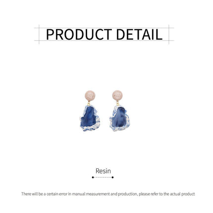 Irregular Haze Blue Earrings For Women Vintage Style Elegant Fashion Jewelry