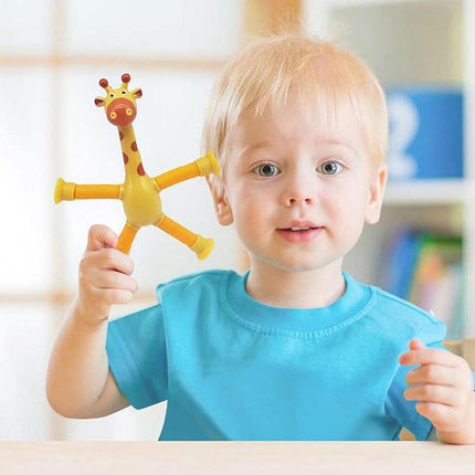 Telescopic Suction Cup Giraffe Tube Toy Stress Relief Light Up Educational Toys - Aimall