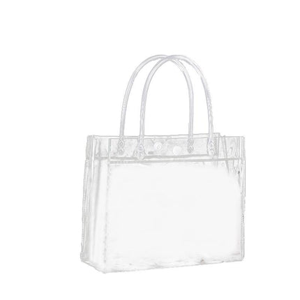 100x PVC Transparent Gift Tote Bag with Snap Button for Packaging - Aimall