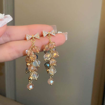 Fashion Flower Crystal Earrings Stud Women Drop Dangle Wedding Party Ear Jewelry - Aimall