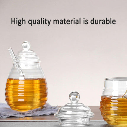 Clear Glass Honey Jar with Lid Kitchen Storage Container for Honey or Jam