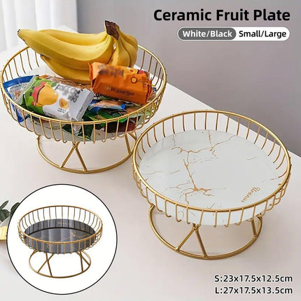 Elegant Ceramic Fruit Plate Dessert Tray Living Room Tea Sum Snack Display Rack