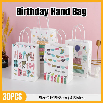 30X Premium Kraft Paper Tote Bag Durable Stylish High Capacity Birthday Gift Handbag