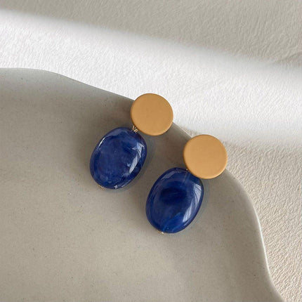 Modern Clashing Blue Earrings For Women Vintage Style Elegant Statement Jewelry