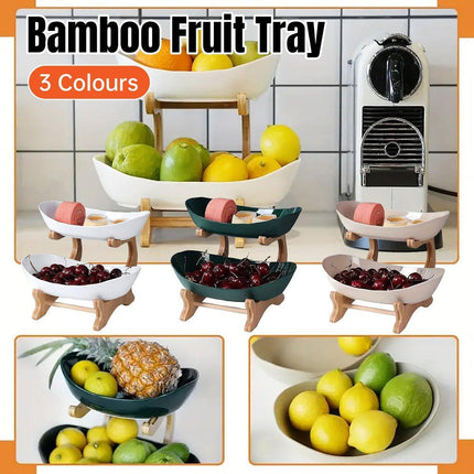 Modern Multi-layer Bamboo Fruit Snack Plate Rack Creative Living Room Plate Rack