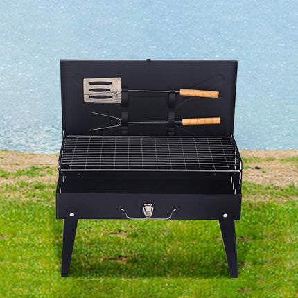Foldable BBQ Charcoal Grill Portable Outdoor Hibachi Camping Barbecue Large Set - Aimall