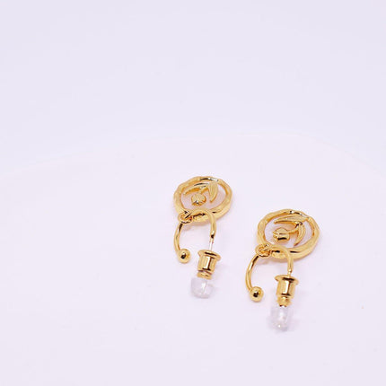 Flower Round Plate Earrings Gentle Temperament Elegant Fashion Jewelry Women